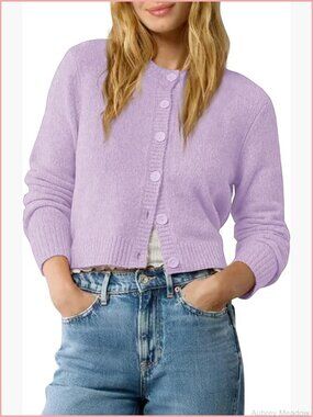 Cropped Cardigan Sweater Lightweight Long Sleeve Y2K Fall Spring